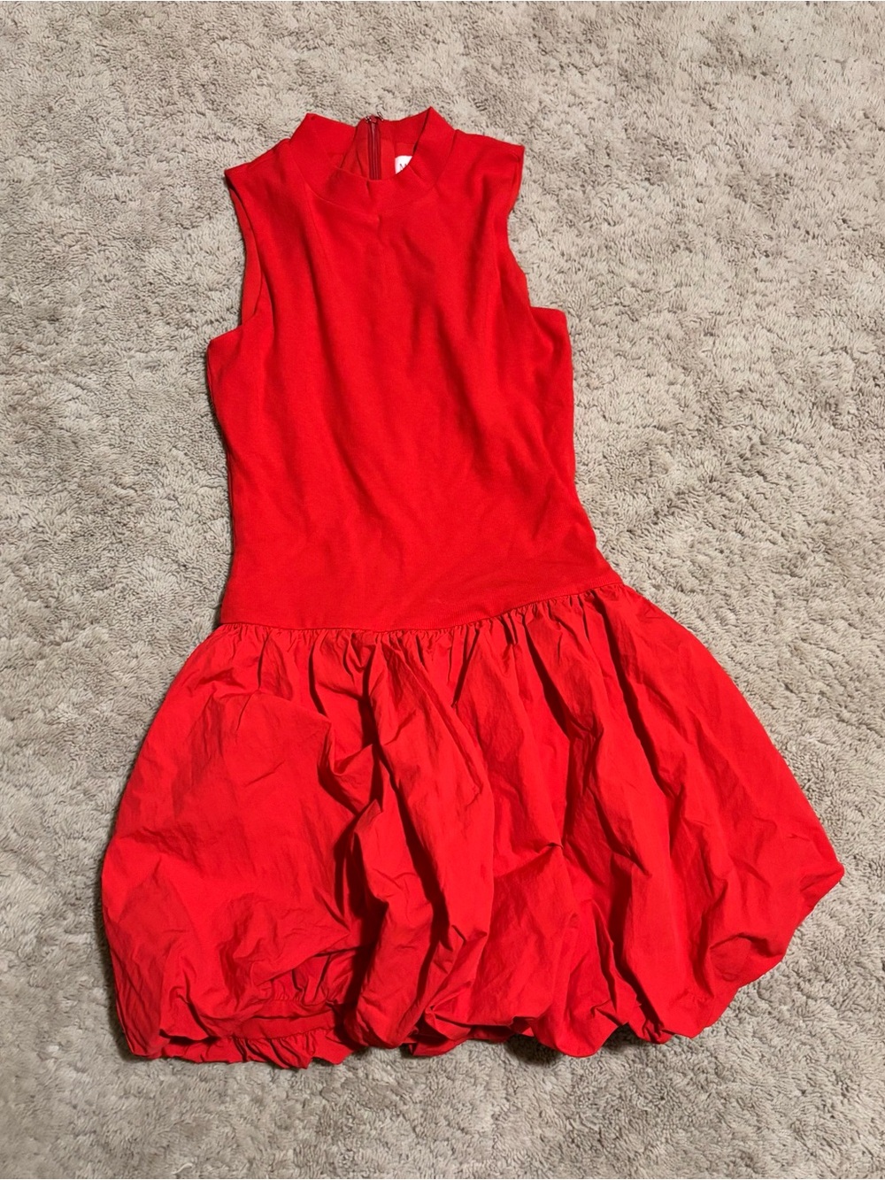 Girls Red Sleeveless Bubble Hem Dress